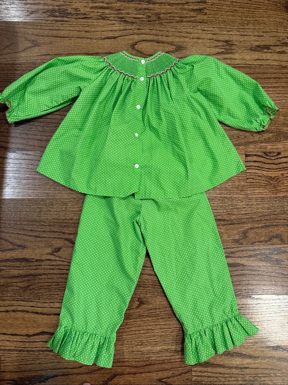 Christmas Santa Hat Smocked Girls Two-Piece Set
